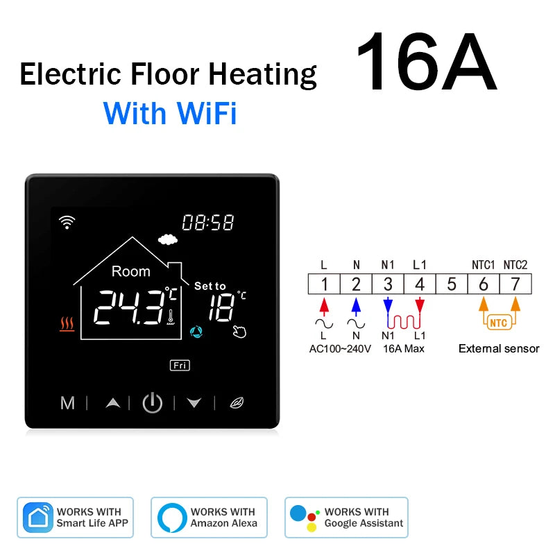 Termostato Inteligente Wi-Fi Tuya